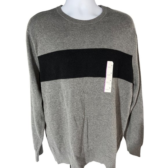 Goodfellow & Co Other - Goodfellow and Co Sweater Mens XXL Grey Charcoal Black Stripe Ribbed Cuff